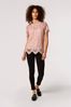 Apricot Pink Guipure Scallop Lace Top