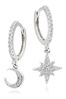 Beaverbrooks Sterling Silver Cubic Zirconia Moon And Star Earrings