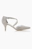 Dune London Captivated Silver Crystal Embellished Kitten Heel Shoes