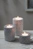 Set of 3 Grey Geo Tealight Candle Holders