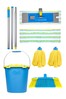 Wham Blue Flash Floor Clean Kit With Flat And Microfibre Mop Mop Bucket