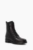 Dune London Black Prestone Cleated Sole Lace-Up Hiker Boots