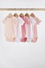 Pink/White Baby 5 Pack Essential Short Sleeve Bodysuits (0mths-3yrs)