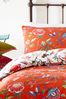furn. Orange Pomelo Tropical Floral Reversible Duvet Cover and Pillowcase Set