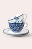 Set of 2 White Blueprint Collectables Cup and Saucer