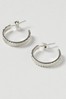Oliver Bonas Aziza Engraved Lines Silver Hoop Earrings