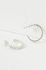 Oliver Bonas Aziza Engraved Lines Silver Hoop Earrings