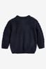 Navy Blue Cable Crew Jumper (3mths-7yrs)