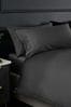 Charcoal Grey Collection Luxe 300 Thread Count 100% Cotton Sateen Satin Stitch Duvet Cover And Pillowcase Set