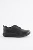 Black Extra wide (H) School Leather Lace-Up Shoes