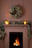 Laura Ashley Green/White Pre-Lit LED Flocked Berry & Pinecone 24" Christmas Wreath