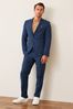 Bright Blue Slim Wool Mix Textured Suit Jacket