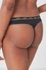 Black Thong Cotton Rich Logo Knickers 4 Pack