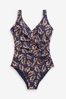 Navy Ditsy Ruched Side Tummy Control Swimsuit