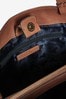 Tan Brown Leather Hummingbird Detail Hobo Bag