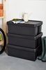 Wham Set of 3 Black Bam 36L Heavy Duty Plastic Recycled Boxes With Lid