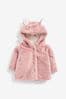 Pink Hooded Ears Cosy Button-Up Baby Jacket (0mths-2yrs)