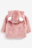 Pink Hooded Ears Cosy Button-Up Baby Jacket (0mths-2yrs)