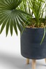 Artificial Palm Plant In White Pot Stand