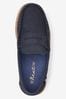 Navy Blue Leather Slip-On Penny Loafers