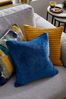 Navy Blue Soft Velour Small Square Cushion