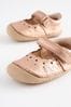 Rose Gold Pink Leather Standard Fit (F) Crawler Mary Jane Shoes