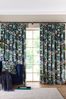 Wedgwood Blue Waterlily Pencil Pleat Curtains
