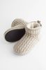 Grey Chunky Knit Slipper Boots