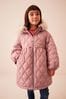 Pink Faux Fur Hooded Quilted Padded Coat (3-16yrs)