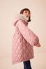 Pink Faux Fur Hooded Quilted Padded Coat (3-16yrs)