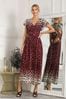 Jolie Moi Red Mably Mirror Print Maxi Mesh Dress