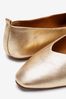 Gold Signature Leather Ballerina Shoes