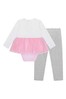 Baby Girls White/Pink Cotton Leggings Set