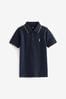 Navy Blue Tipped Short Sleeve Polo lighters Shirt (3-16yrs)