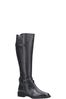 Riva Black Athens Leather Buckle Zip Long Boots
