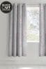Catherine Lansfield Grey Canterbury Floral Lined Eyelet Curtains