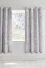Catherine Lansfield Grey Canterbury Floral Lined Eyelet Curtains