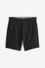 Black Straight Linen Shorts Pocket