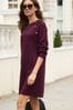 Berry Red Soft Touch Cosy Zip Detail Jumper Dress
