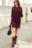 Berry Red Soft Touch Cosy Zip Detail Jumper Dress