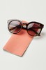 Oliver Bonas Preppy Round Brown Tortoiseshell Effect Sunglasses