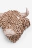 Brown Natural Wood Effect Highland Cow Wall Plaque