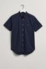 GANT Blue Regular Fit Broadcloth Short Sleeve Shirt