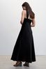 Mango Asymmetrical Satin Black Dress