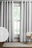 Grey Windowpane Check Eyelet Lined Curtains