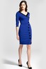 Hotsquash Blue 50's Silky Trimmed Button Wiggle Dress
