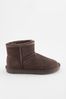Chocolate Brown Suede Short Warm Lined Water Repellent Suede Pull-On Boots