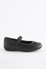 Black Wide Fit (G) School Flower Mary Jane Shoes