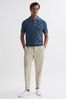 Reiss Airforce Blue Blaze Cotton Press-Stud Polo T-Shirt