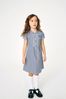 Navy Cotton Rich Button Front Lace Gingham School Dress (3-14yrs)